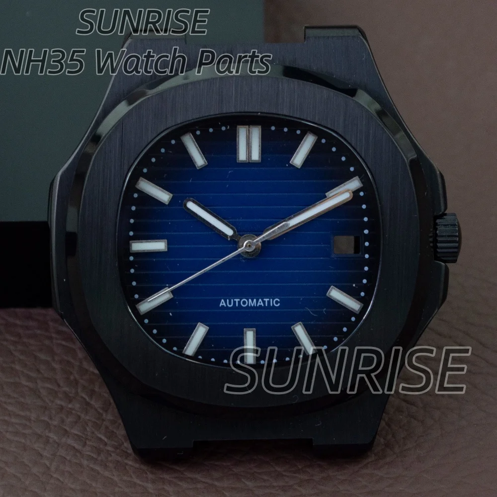 

Black 41mm Luxury Watch Cases Strap Parts For NH35 NH36/34 NH38 NH72 Movement 29.5mm-30.5mm Dial Sapphire Glass Mod Nautilus