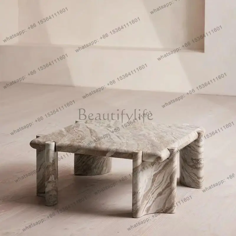 YJ Modern Minimalist Marble Coffee Table, Creative Luxury Design Natural Stone, Heat & Scratch Resistant, Customizable