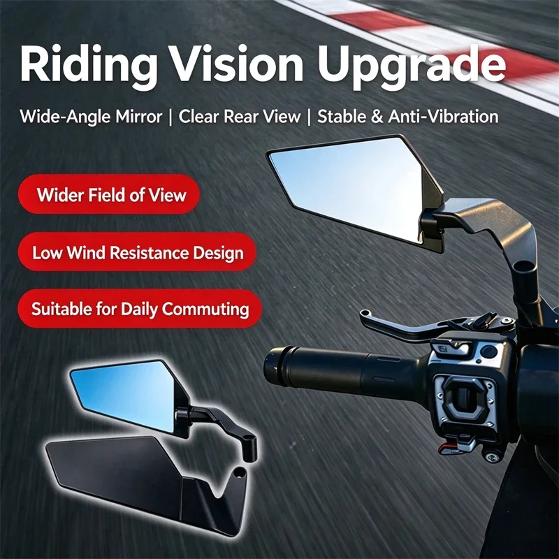Motorcycle upgraded rearview mirror, fixed wing reflector aluminum alloy rearview mirror, suitable for most motorcycles
