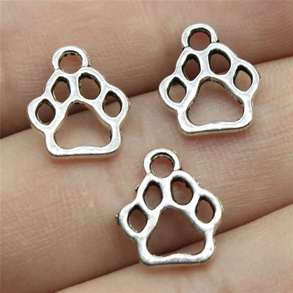 Breloques pour la fabrication de bijoux, accessoires en alliage de zinc, motif patte de chien, faits à la main pour bracelet artisanal