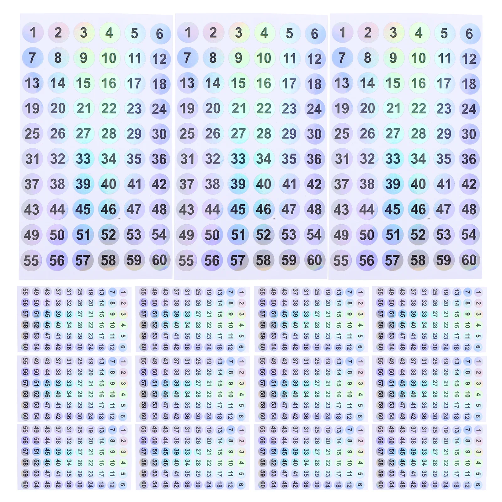 

50Pcs Sequential Number Stickers Round 01-60 Waterproof Easy Identification Labels for Time Clock Inventory Organization Number