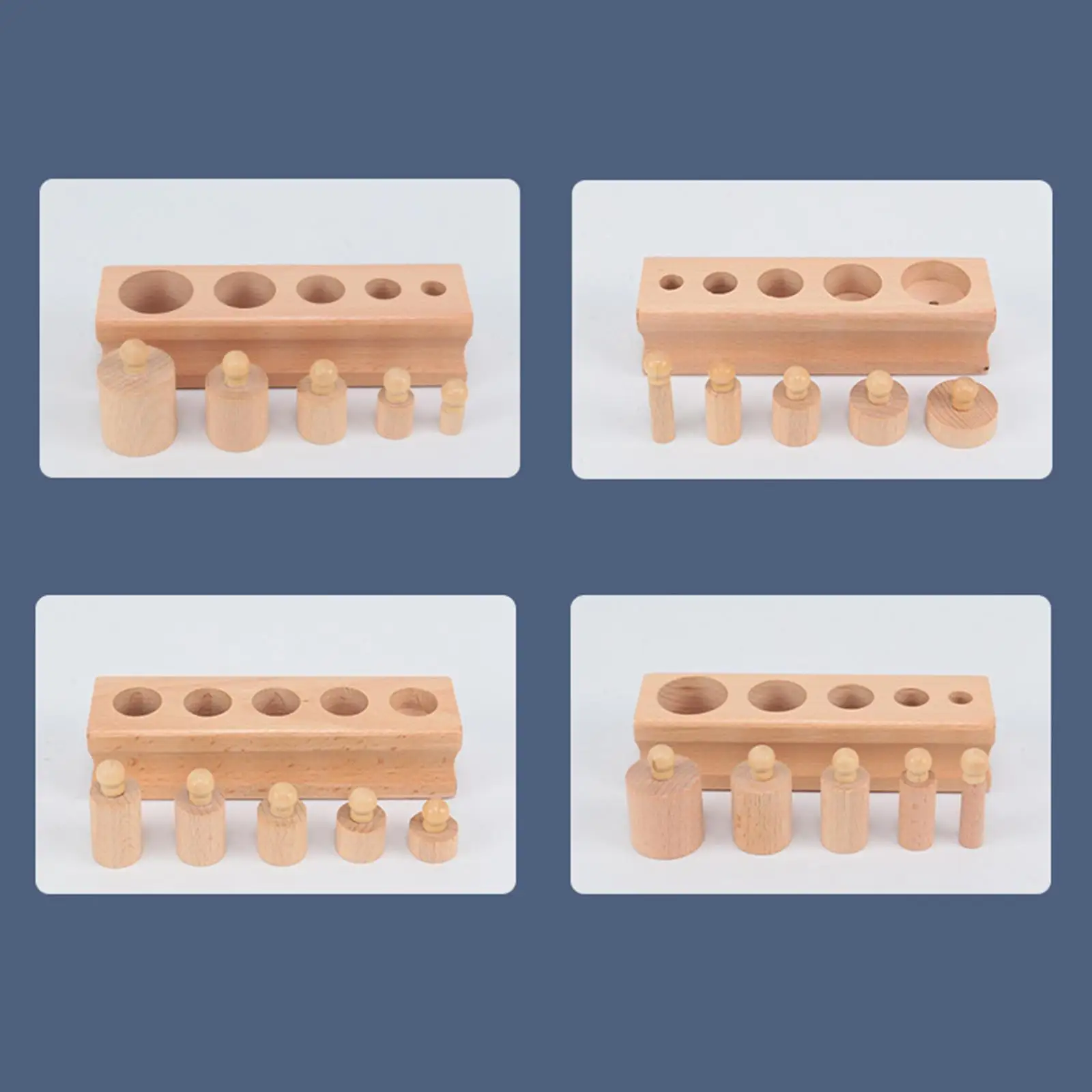 

4Pcs Montessori Toy Colorful Shape & Color Recognition Educational Knobbed Cylinders Blocks Socket for Home School Baby Toddlers