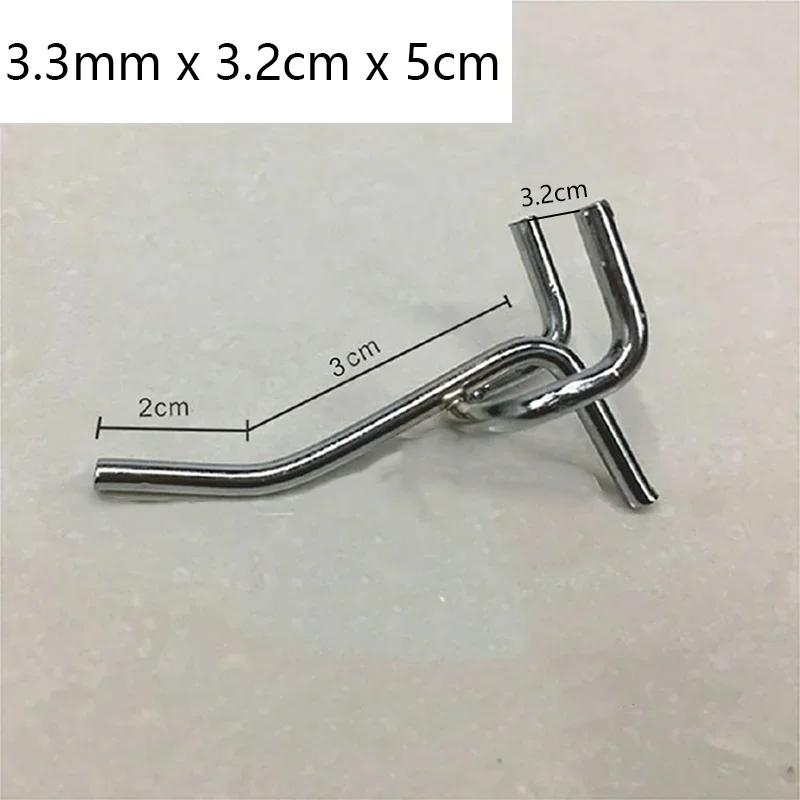 50 Stuks Koolstofstaal Pegboard Haken 3.3mm Wire-wrap Board Zilver Gat Plaat Garage Werkplaats Opslag display Opknoping Tool