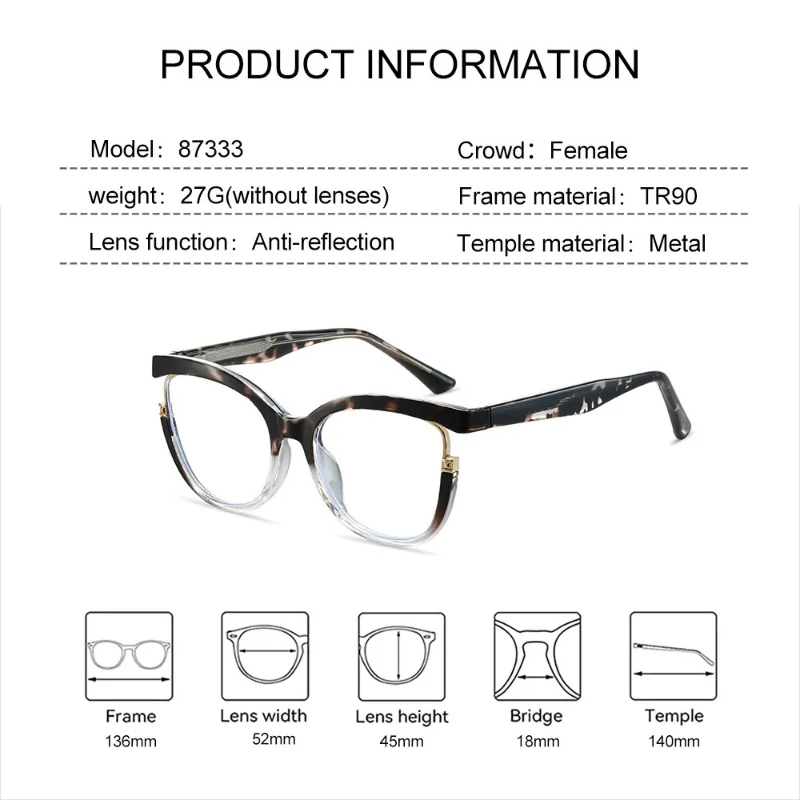 EYORA Currents Butterfly-framed Reading Glasses Myopia Eyewear Hyperopia Anti Blue Light Progressive Photochromic Eyeglasses