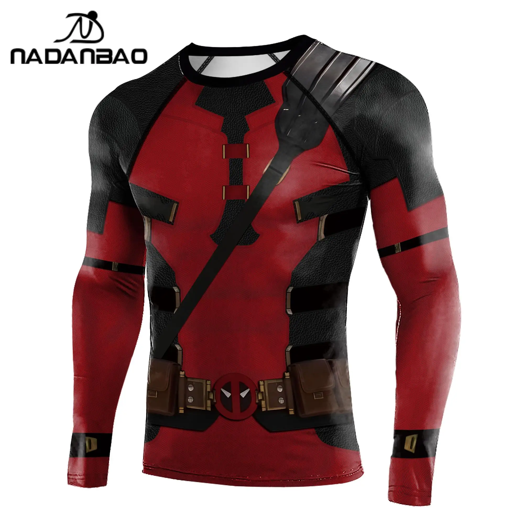 

NADANBAO Anime Deadpool 3D Printed Compression Shirts for Men Rash Guards Gym Surfing Long Sleeve Workout Strech Fitness Tops