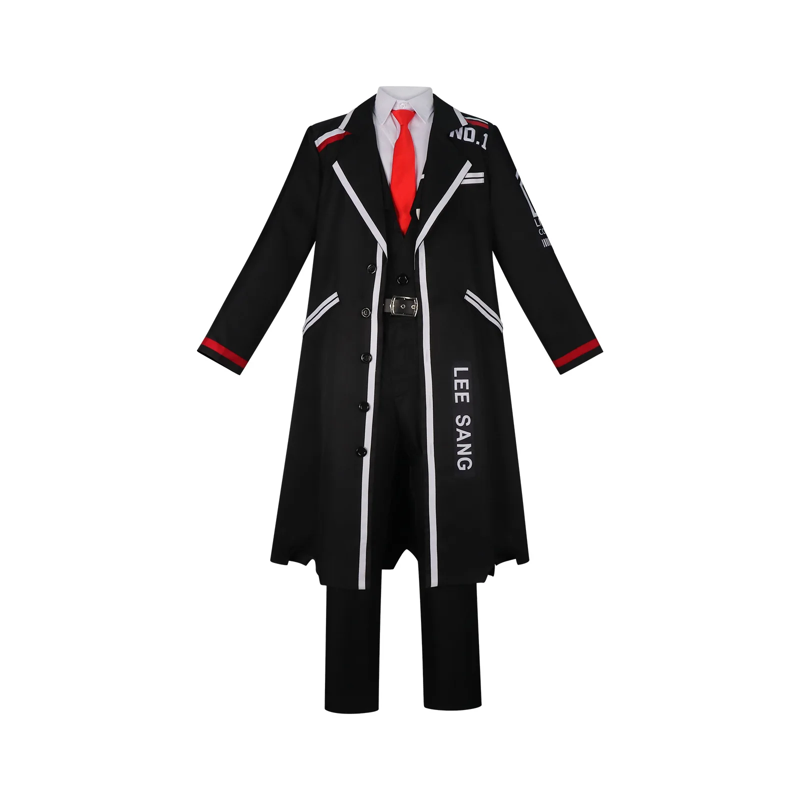 Limbus Company Yi Sang Cosplay-Kostüm, schwarzer Trenchcoat, Hose, Uniform, Halloween-Karnevalsparty-Anzug für Herren