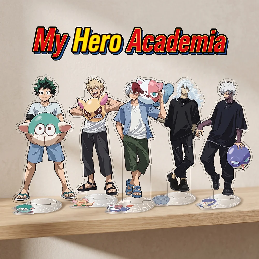 My Hero Academia Animal Beach Ball Ver 15CM Suporte de Acrílico Dupla Face Chaveiro 2026 Novo Anime Suporte Dabi Deku Decoração de Mesa Presente