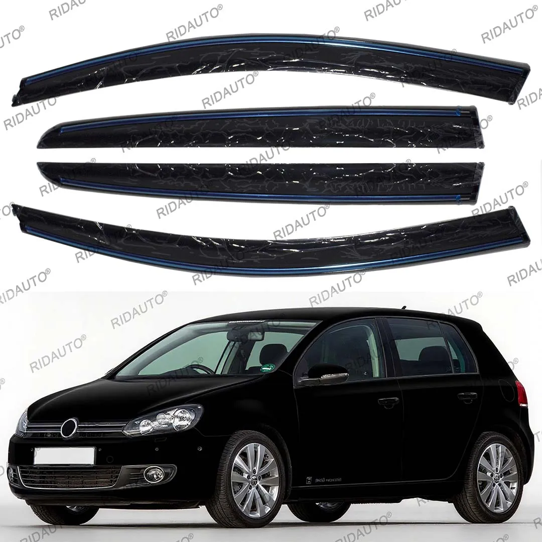 For VW Golf 6 2009-2013 Frame Fitting Exterial Door Deflectors Window Deflectors Rain Guard Wind Shield Sun Car Window Deflector