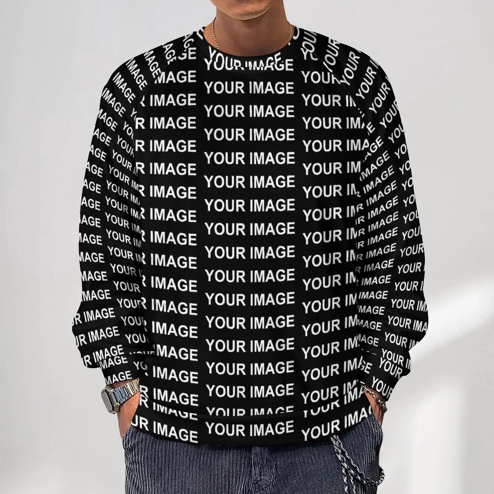 Your Image Customized Streetwear Sweatshirts Autumn Custom Made Design Retro Hoodies Man Oversized Classic Graphic O Neck Hoodie