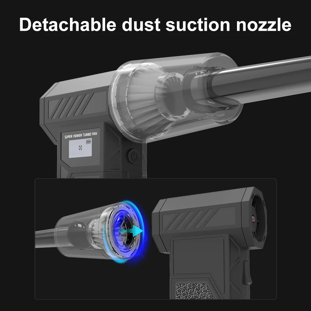 300000RPM Mini Turbo Jet Fan with Led Display&Light Electric Air Duster Adjustable wind speed Blower Rechargeable Car Cleaning