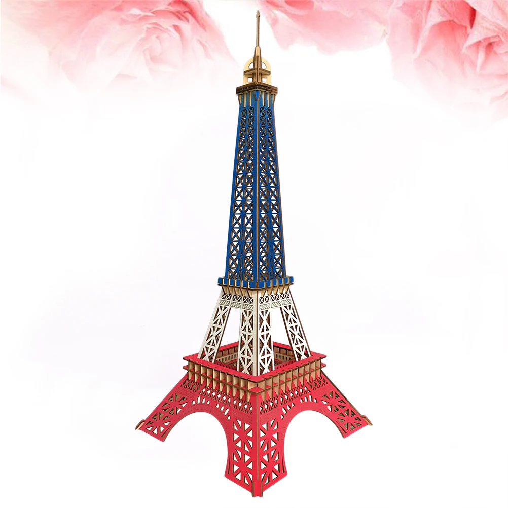 12-Piece 3D Wooden Diy Building Educational Brain Teaser Game Developmental Gift For Children Ages 4-8 Eiffel Tower