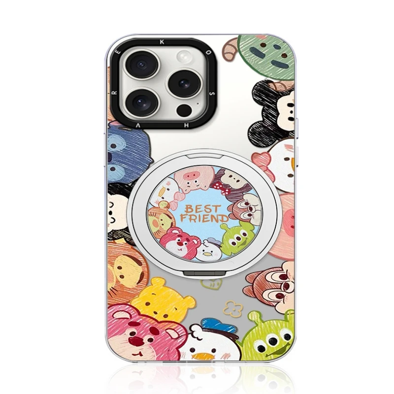 

Cute Cartoon Strawberry Bear Magsafe Magnetic Ring Stand Phone Case for iPhone 17 16 15 14 13 12 11 Plus Pro Max Phone holder
