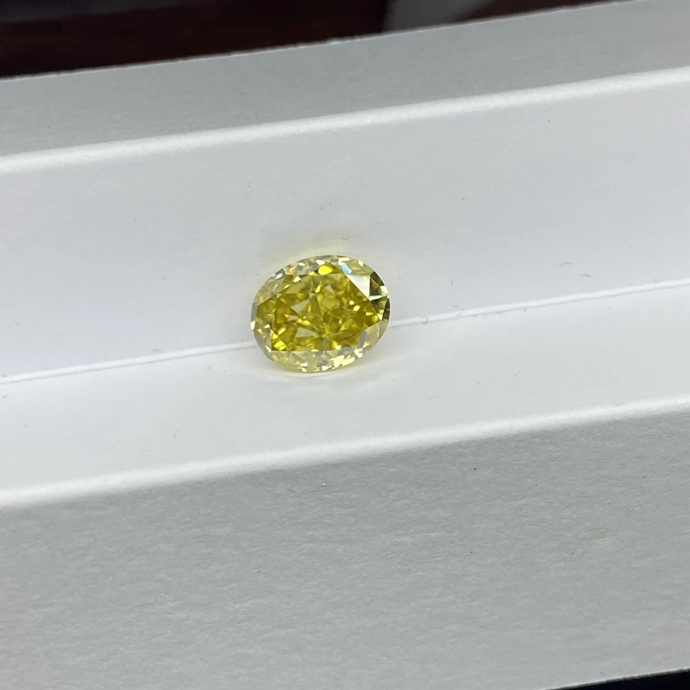 

Meisidian Moissanite Stone Iced Crushed Cut Fancy Yellow Diamond Oval 7x9mm 2 Carat Diamond