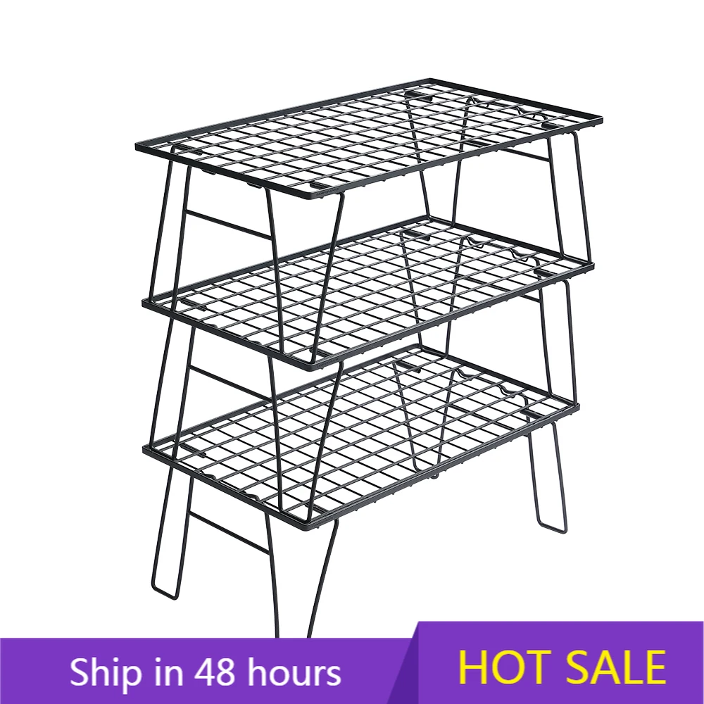 

POWER LEAP Campingmoon Storage Rack 3 Shelves Camping Picnic Table & Chair Set Shelves Alloy Steel Camping Kitchen Folding Tab
