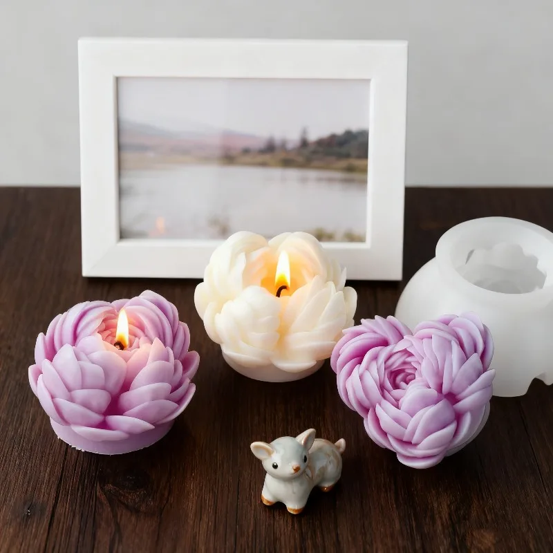 DIY Rose Flower Candle Silicone Mold 3D Flower Soap Gypsum Craft Clay Mold Chocolate Cake Baking Supplies Valentine's Day Gift