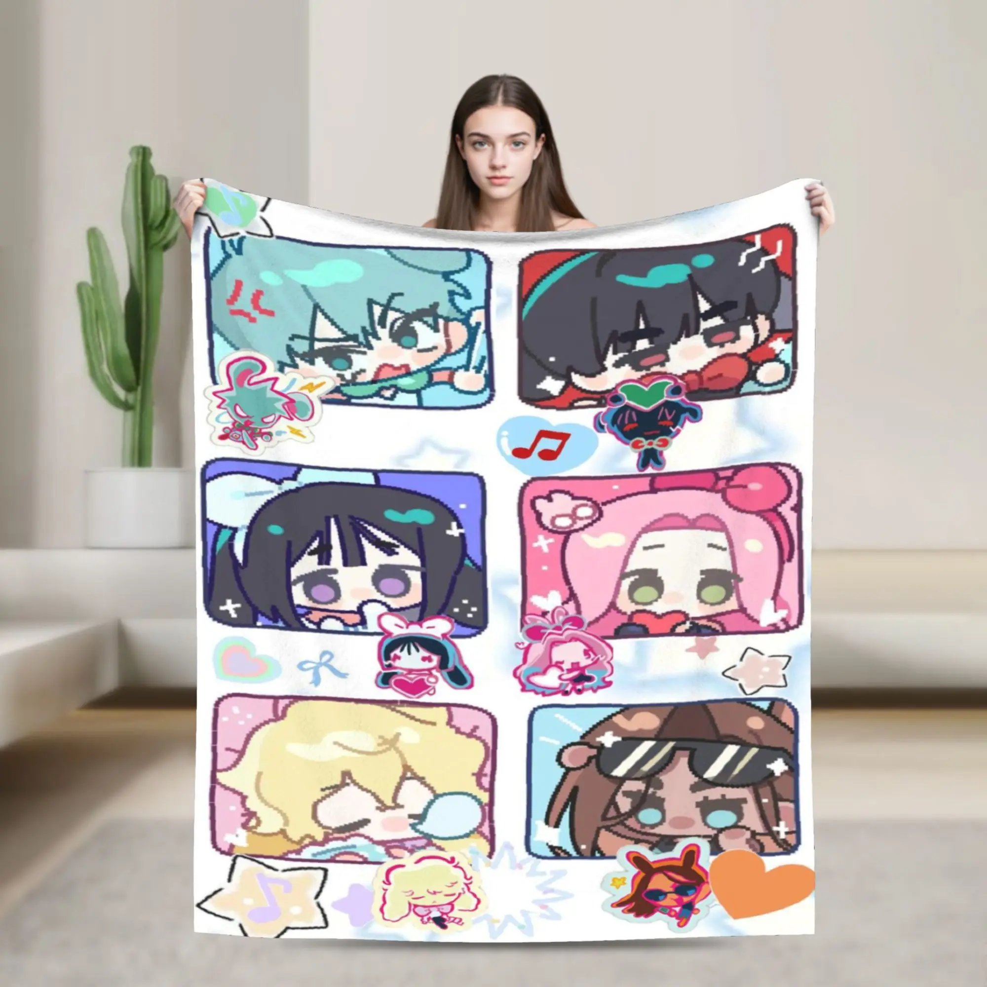 

Alien Stage Anime Blankets Fleece Spring Autumn VIVINOS MIZI SUA HYUNA Multifunction Throw Blankets for Bed Bedroom Bedspreads