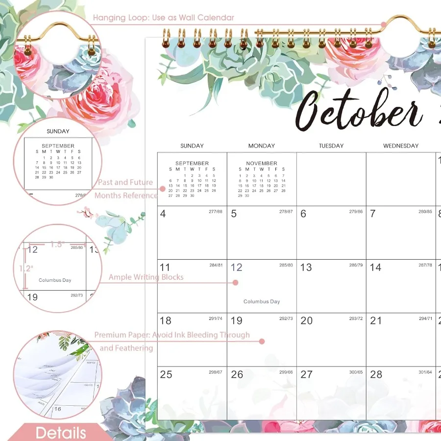 2026 التقويم يناير 2026 ديسمبر 2026 تقويم الحائط 2026 11 "x 8.5" 12 شهرا تقويم الحائط كتل الكتابة جوليان تواريخ دوامة ملزمة