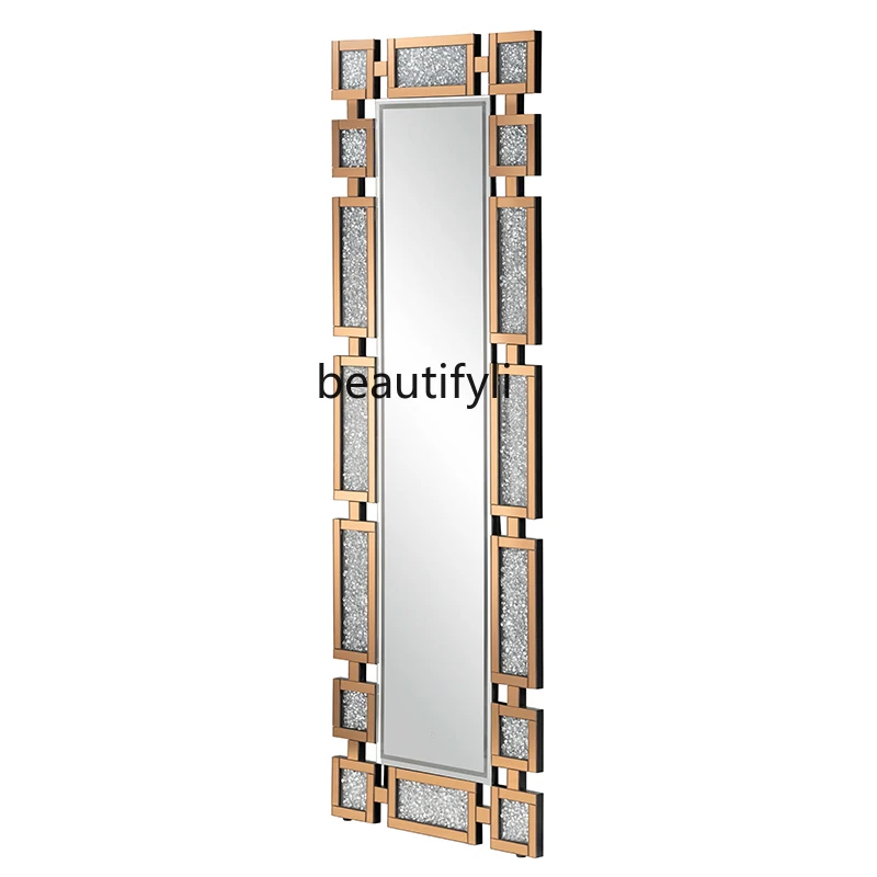 French Entry Lux Floor Full Body Dressing Living Room Entrance Wall Hanging with Rhinestones Led Bedroom Full-Length Mirror