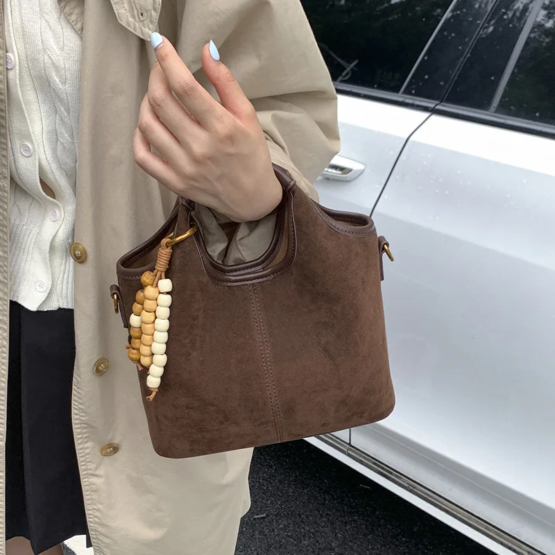 

Винтажная женская сумка из искусственной замши, осенне-зимняя модная универсальная однотонная сумка на плечо в стиле ретро, элегантная изысканная сумка-мессенджер