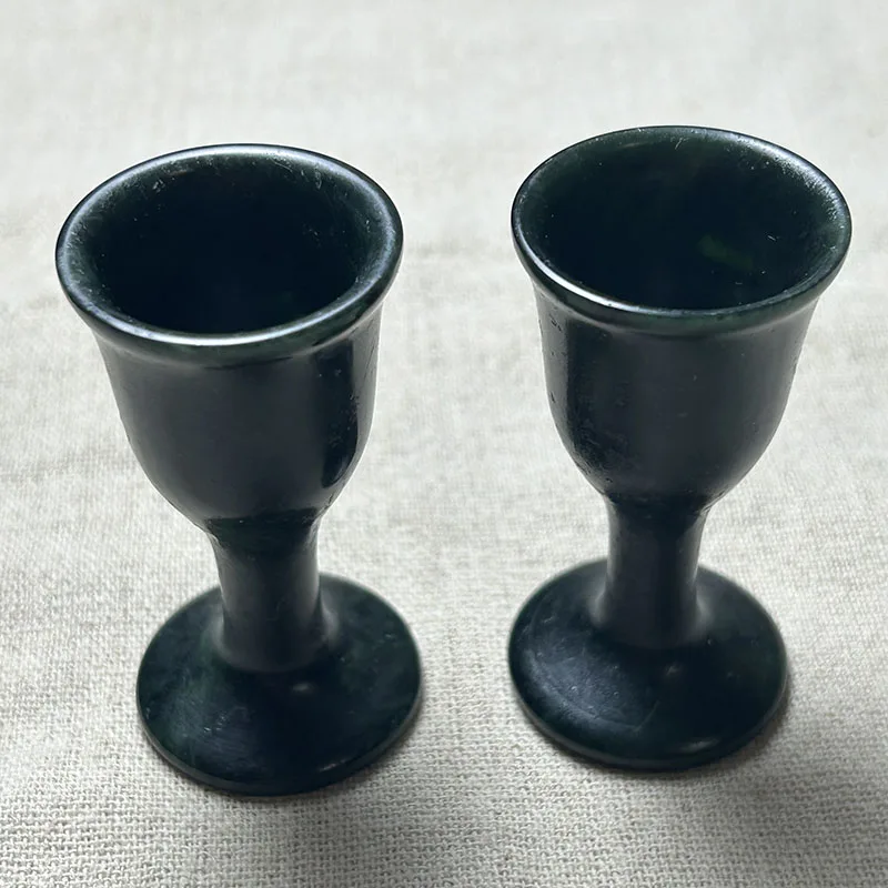 Dark Jade Wine Glass Medicine King Stone Goblet Liquor Cup Strong Magnetic Serpentine Jade