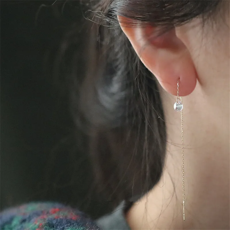 925 Sterling Silver 14k Gold Plated Ear Wires Long Temperament Versatile Tassel Zircon Earrings for Women Wedding Jewelry - view 5