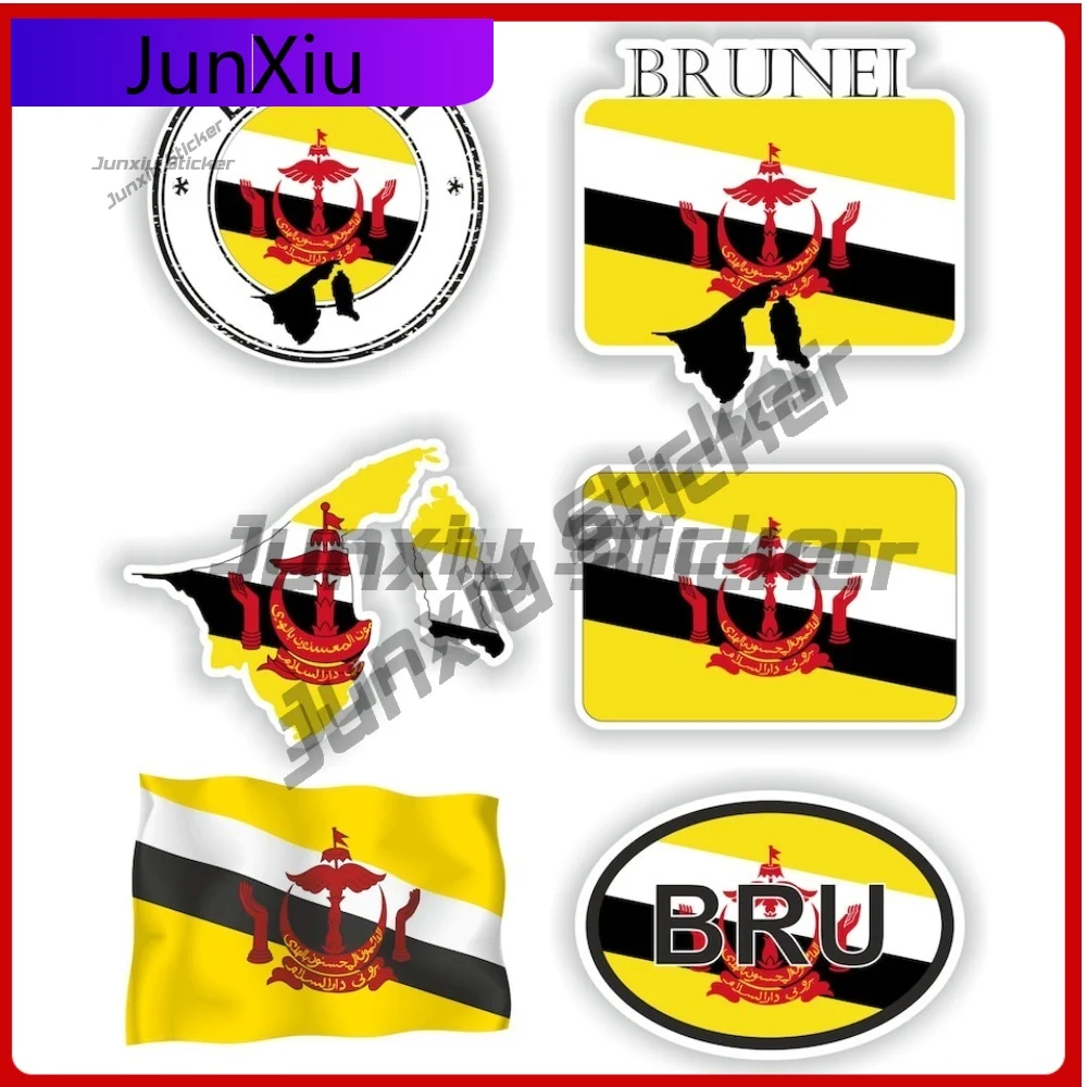 

Brunei Flag National Emblem Vinyl Decals Camping Car Sticker Adventure Motorcycle Stickers Brunei Nacional Flag Camper Decals