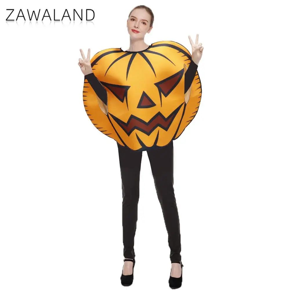 Zawaland Halloween Cosplay Scary Pumpkin Costume Funny Holiday Party Suit Jumpsuit Carnival Onesie Show Disguisement Clothes