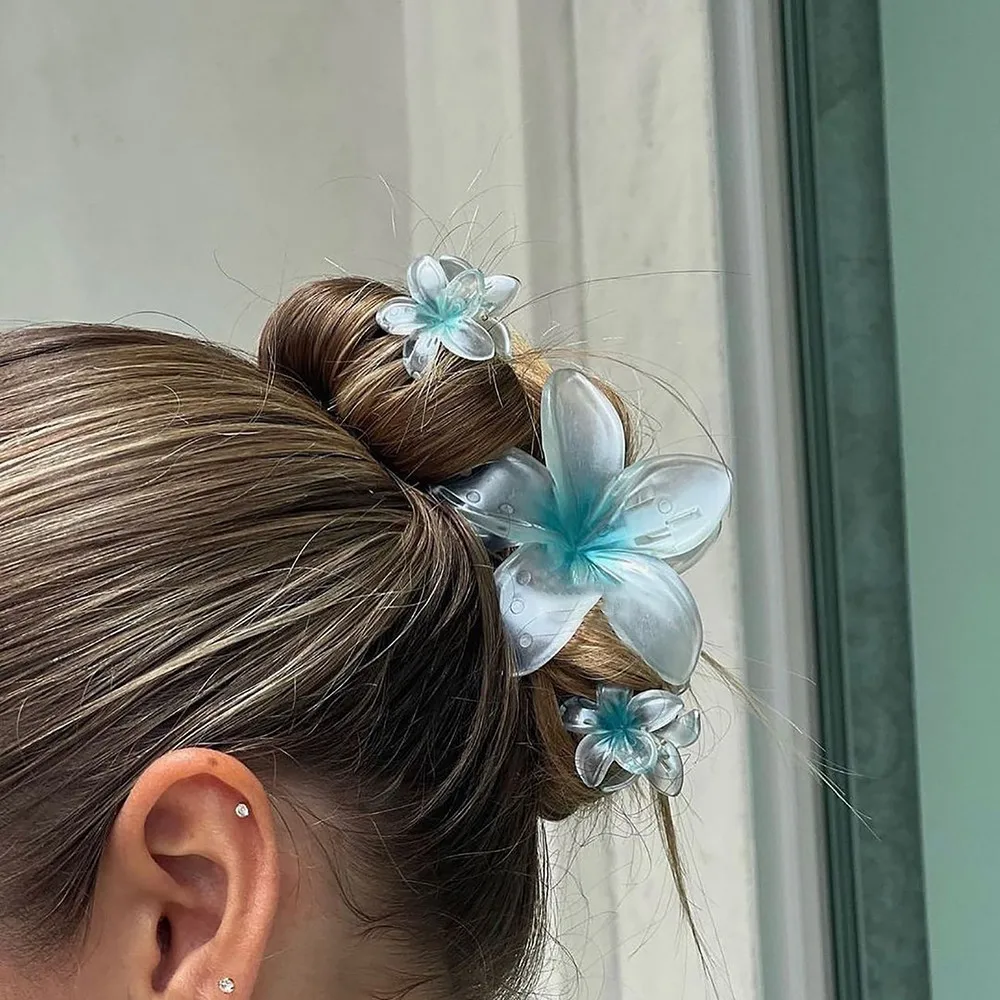 Primavera nuevo huevo flor Clip de pelo Color degradado Clip de agarre grande estilo de vacaciones flor de huevo accesorios para el cabello de niña