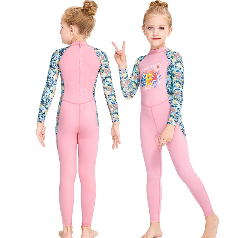 Kinder Sport Badmode Overalls Eendelig Jumpsuit Surfen Badpak Upf50 Lange Mouw Uv Badpak Voor Meisjes Jongens