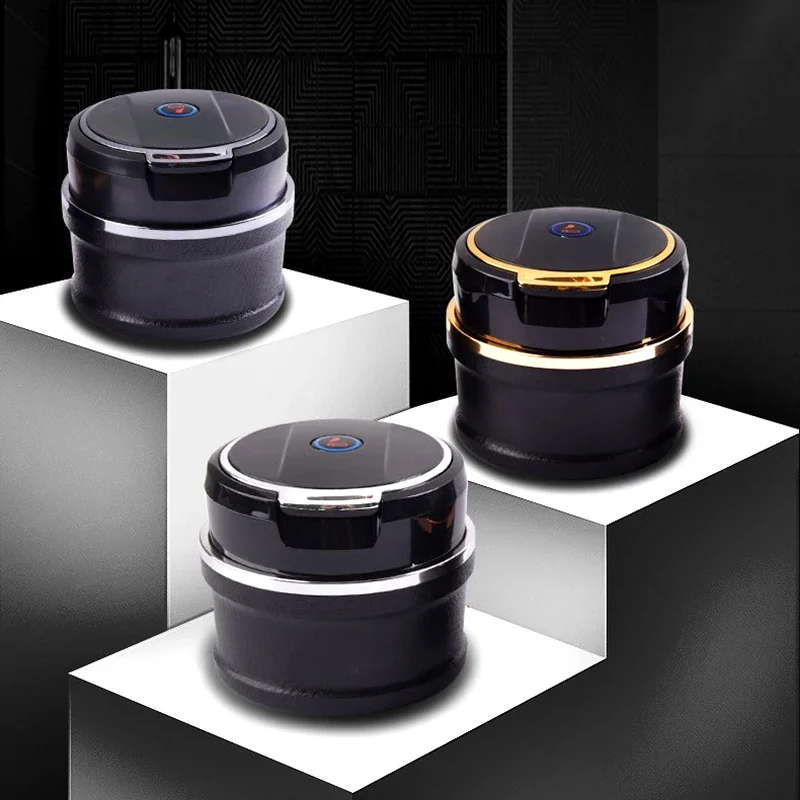 Car Cigarette Ashtray Cup With Lid With LED Light Portable Detachable Vehicle Ashtray Holder Cigarette Ashtray  Ceramic process