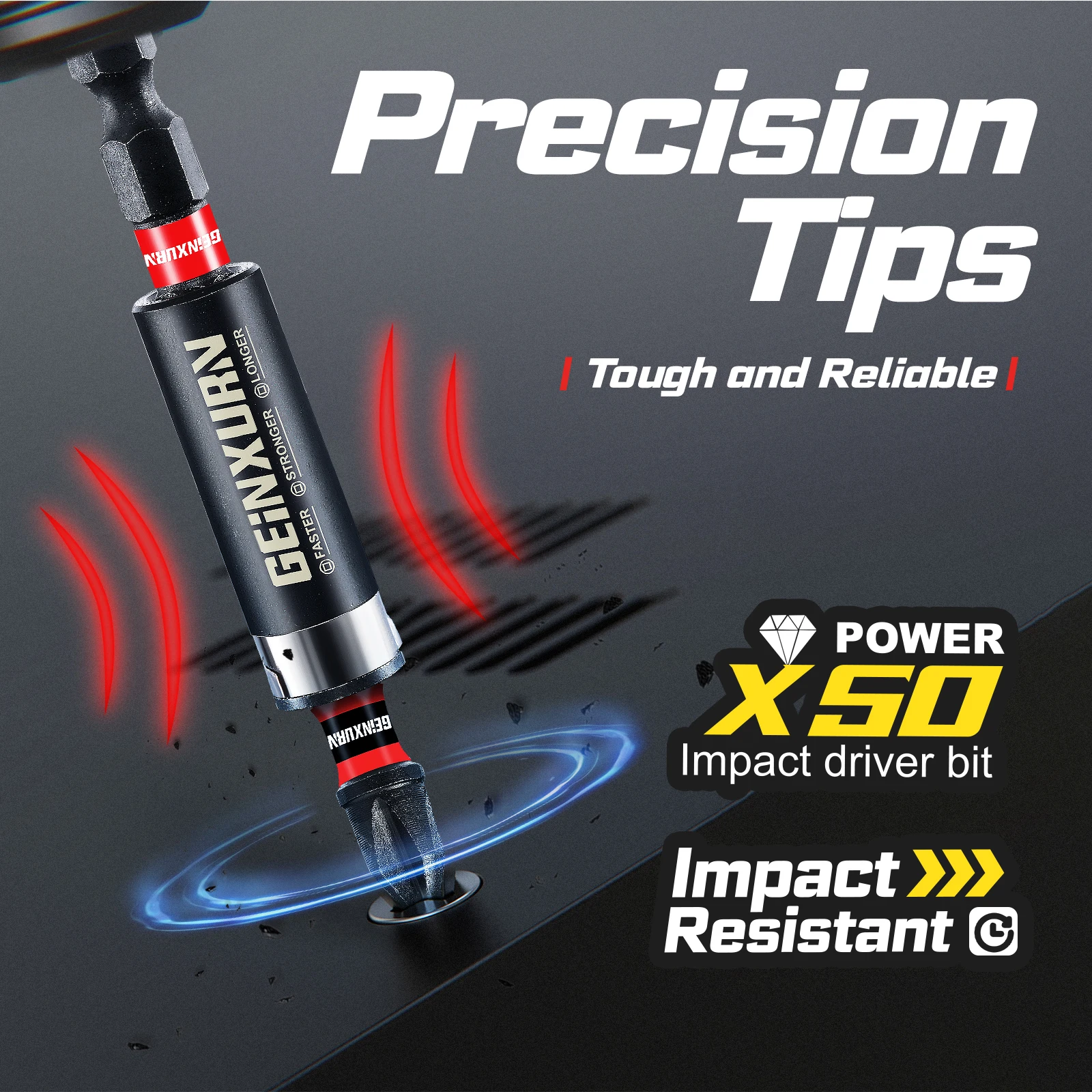 مجموعة لقم مفك براغي Geinxurn مكونة من 27 قطعة من تأثير فيليبس/مربع/مشقوق، مجموعة لقم فولاذية S2 مغناطيسية مع قاعدة مشفرة ملونة