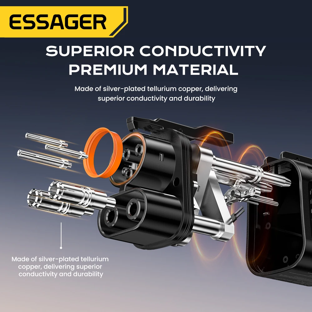 볼보 포드용 자동 잠금 기능이 있는 Essager NACS-CCS1 어댑터 고속 충전 - 테슬라 슈퍼차저 V1-V4 DC 충전 어댑터 썸네일 3