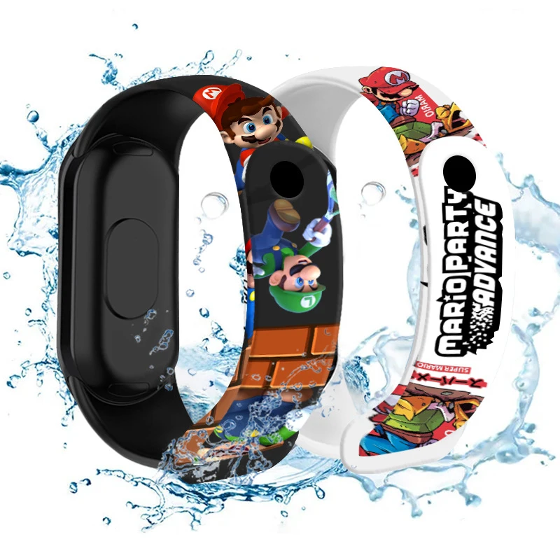 Super Mario Bros jam tangan anak-anak, jam tangan gelang bercahaya karakter Anime Luigi LED sentuh tahan air hadiah olahraga anak-anak