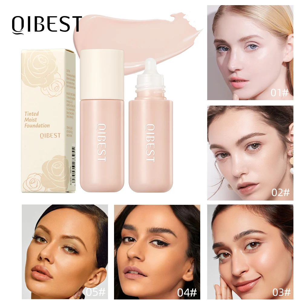 QIBEST Liquid Foundation Waterproof Makeup Face Primer Cream Base Concealer Contour High Coverage Poreless Lightweight Brighten