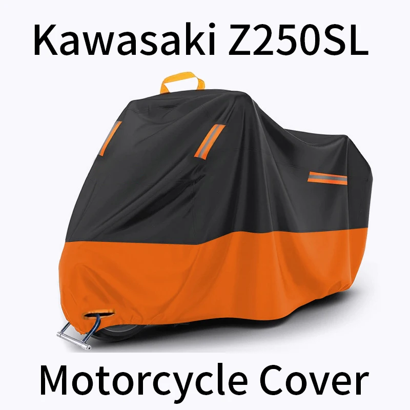 kawasaki-z250sl用、防水uv防塵オートバイカバー、反射ストリップ、ロック穴、収納バッグ付き