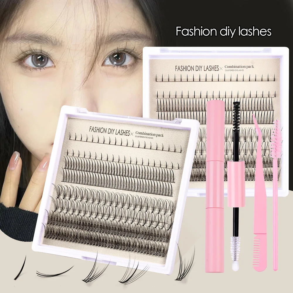 DIY Eyelash Extensions Easy Application Natural Cluster Lashes Glue Kit For Seamless Lash Enhancement