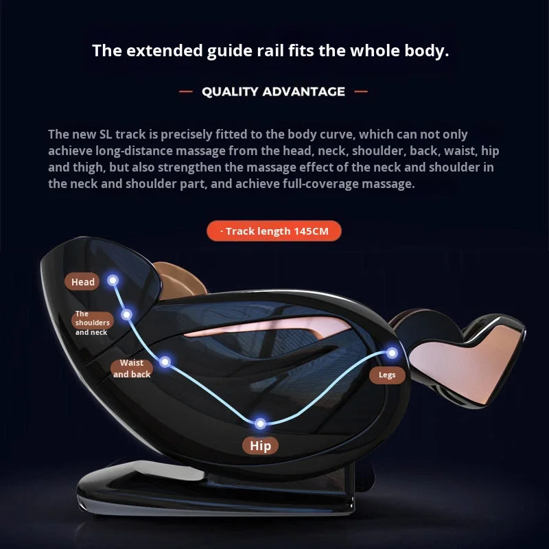 Luxury Home Manual-Wired Massage Chair Rail Hand Vibration Full Body Automatic Music 4D Manipulator Zero Gravity Space Capsule
