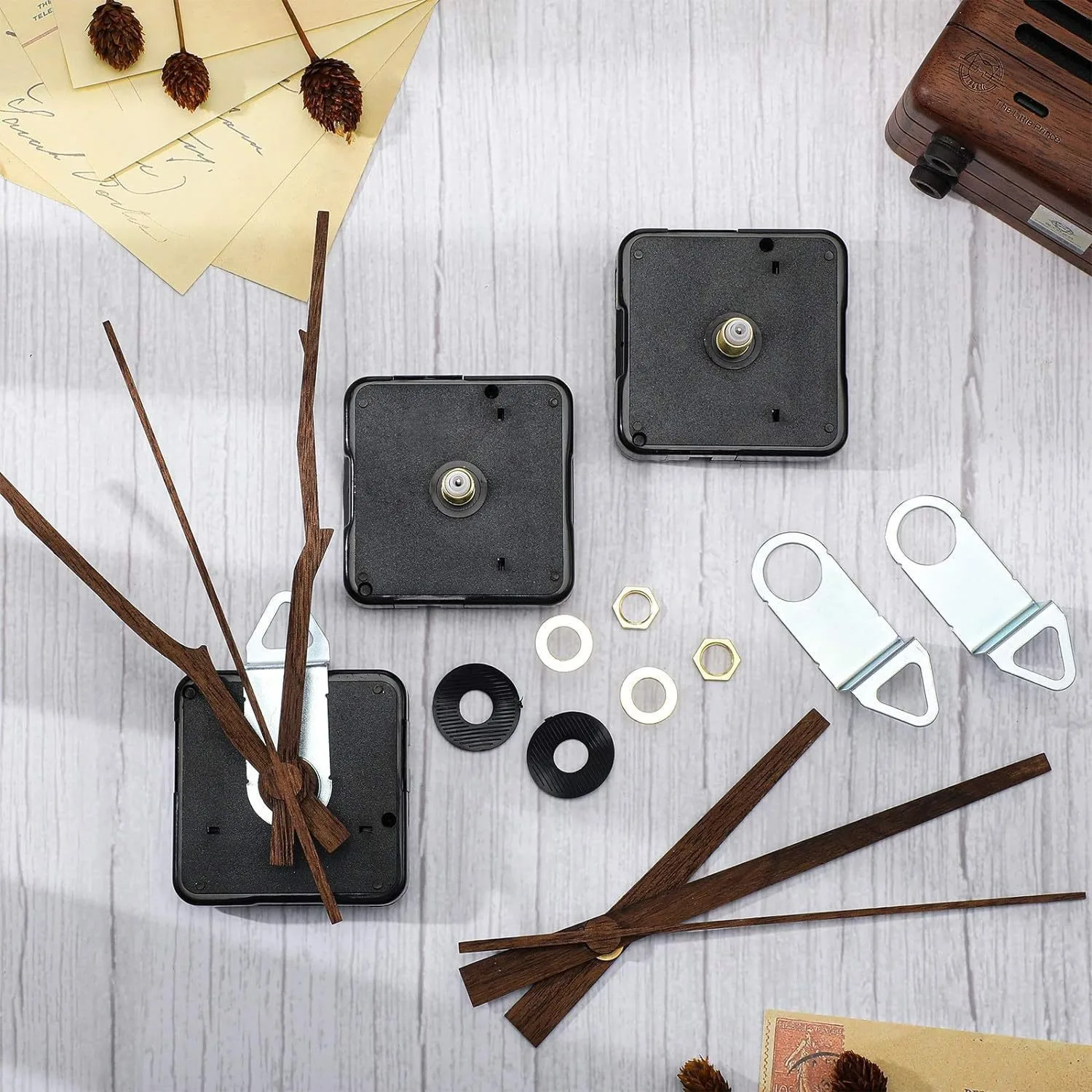Black Walnut Traced Replacement Hands Atomic Quartz Silent Controlled Wall Clock Movement Mechanism DIY Set Accessories