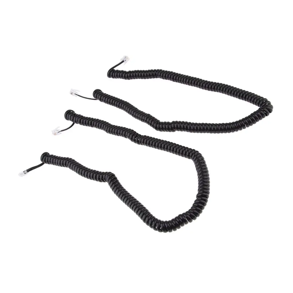 Black Phone Handset Cable Coiled Cord 30inch Replacement Spiral Line for Work Desk Telephones