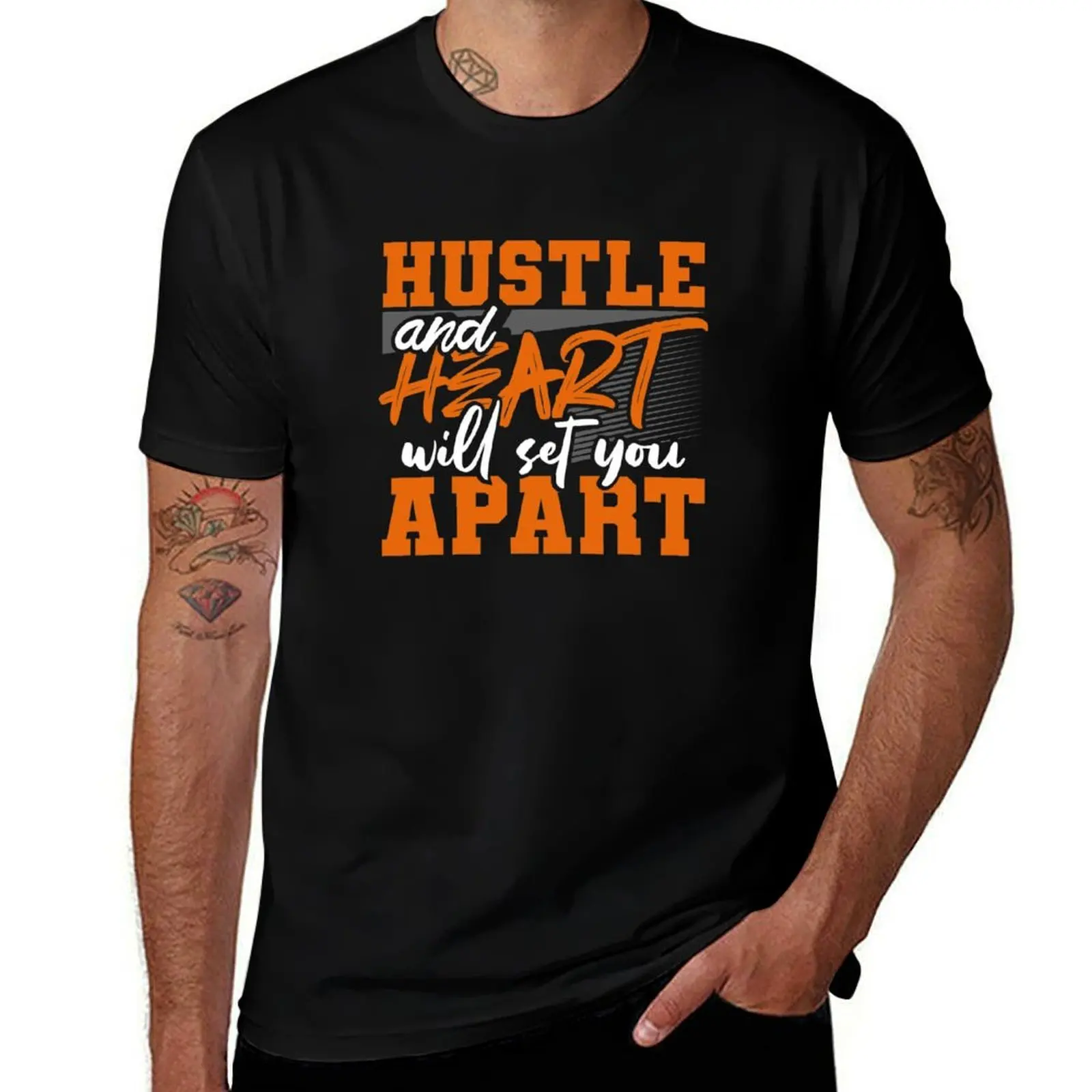 Hustle and Heart will Set You Apart -Design for Success T-Shirt Fashion Casual Short Sleeve Top T-Shirt