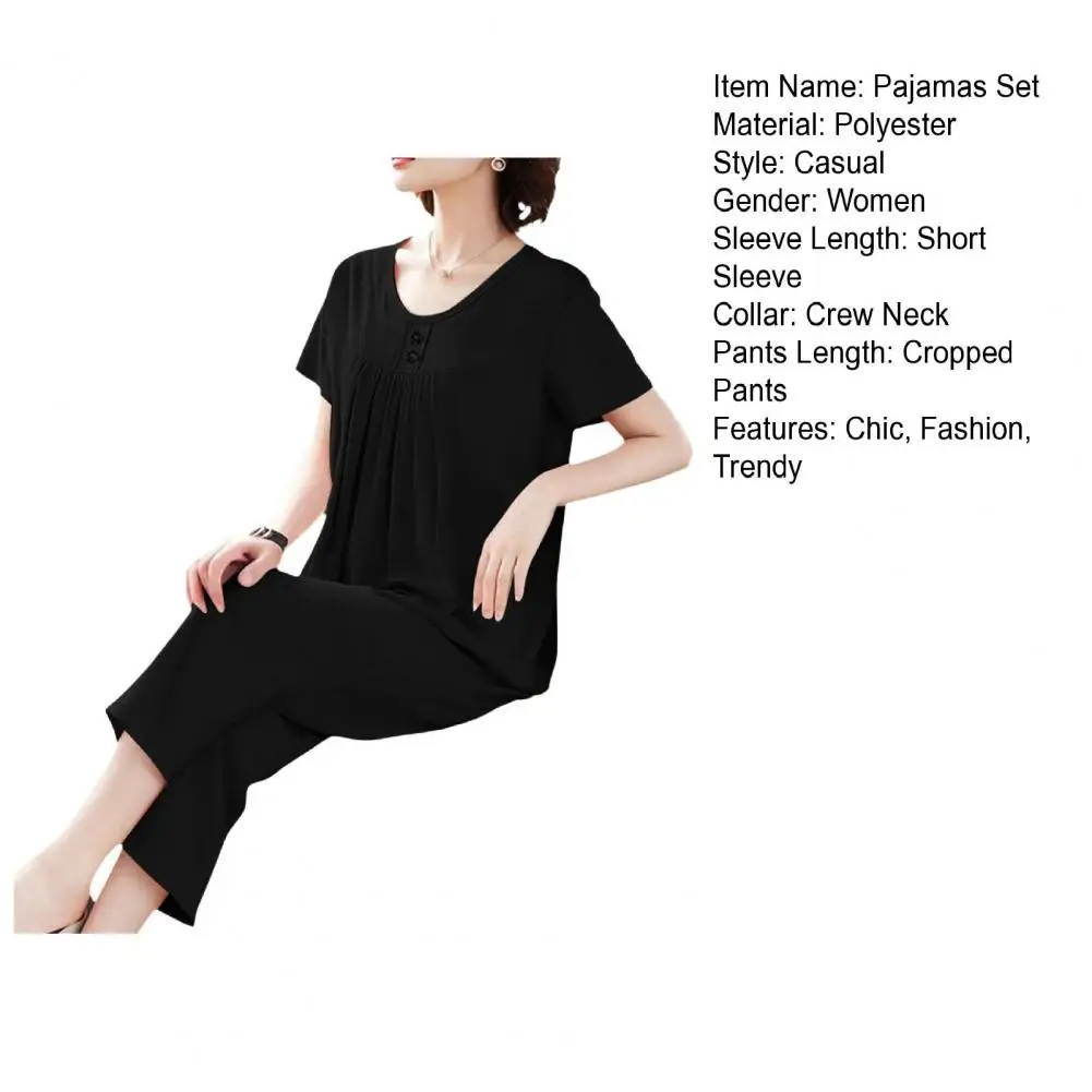 

2026 Women's Pajamas Set Short Sleeved Top Wide Leg Pants Sleepwear Set Summer Ultra Thin Two Piece Lounge Nightwear