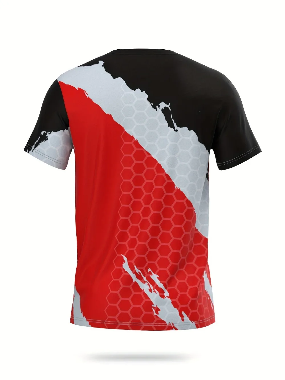 Men Quick Dry Sports T‑Shirt Honeycomb Hexagon Geometric 3D Print Athletic Tee For Running Fitness Training Outdoor Workout Tops