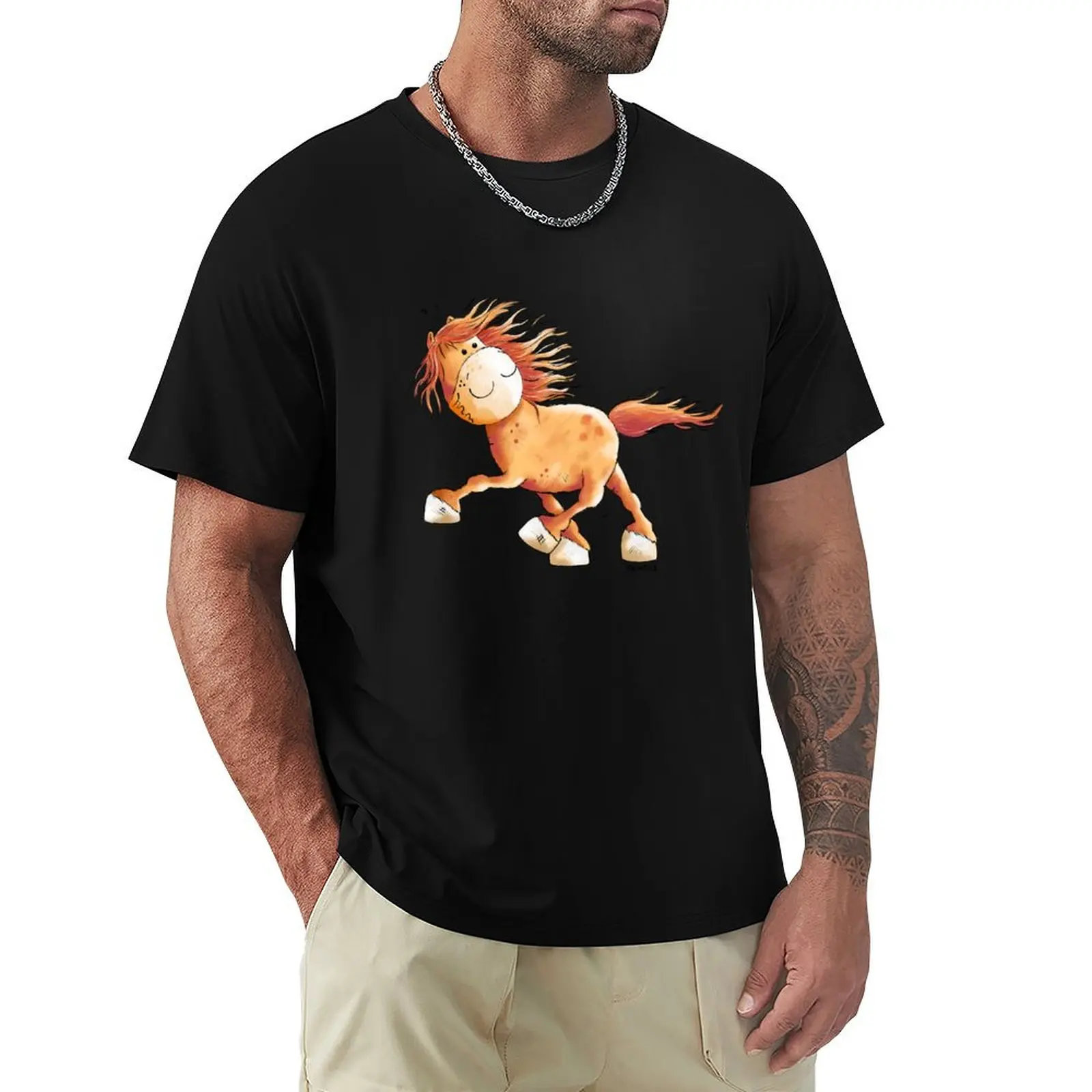 Pass Running Chestnut Icelandic Horse T-Shirt Big and Tall Loose Fit T-Shirt