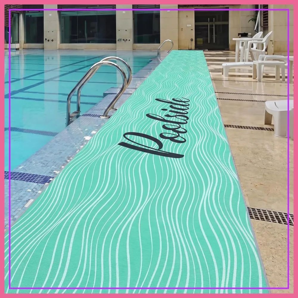 

Non-Slip Pool Mat, Outdoor Deck Mats with Drainage, 35.43" x 118.11", Teal