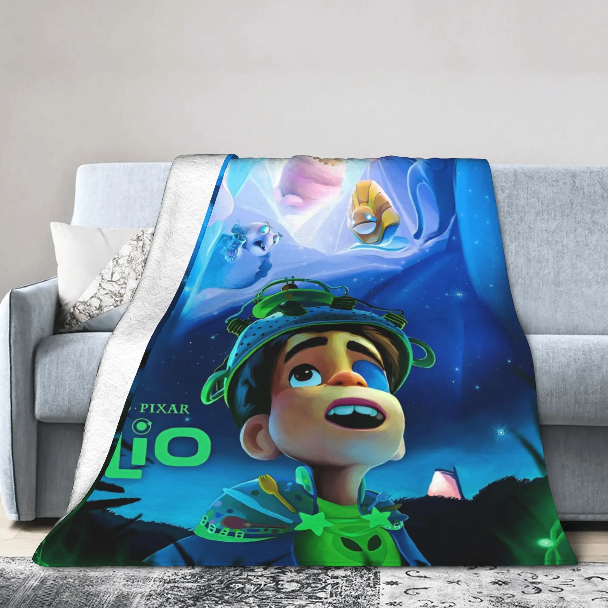 Elio Ooooo & Glordon Lindas mantas de grupo 2025 Lana de dibujos animados Impresionante manta suave para ropa de cama Salón Oficina de invierno