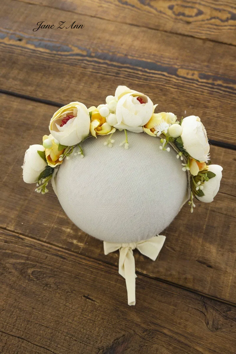 Newborn headbands baby photography accessories with simulation flowers for photo studio infant shoots