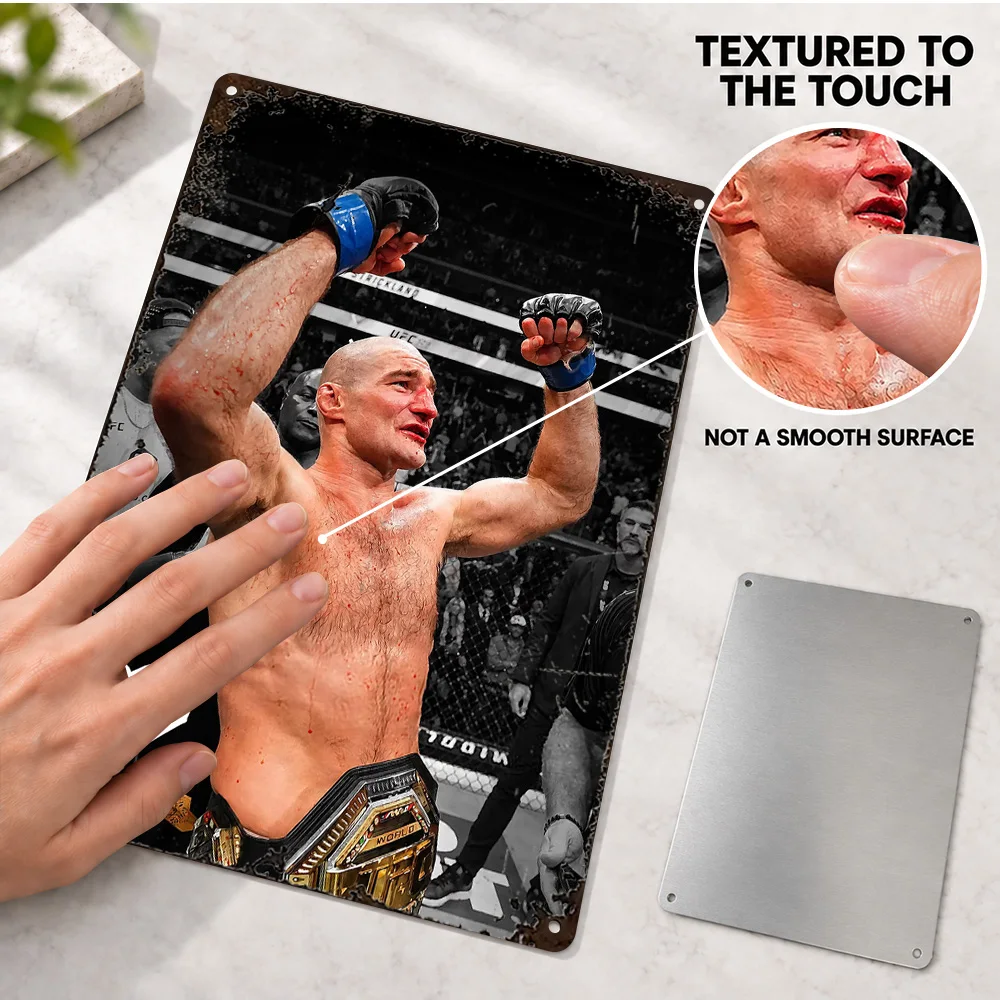 Sean Strickland Championship Belts Printed Poster Personalized Aluminum Sign Gold Plates Black Straps Wall Art For Sports Lounge
