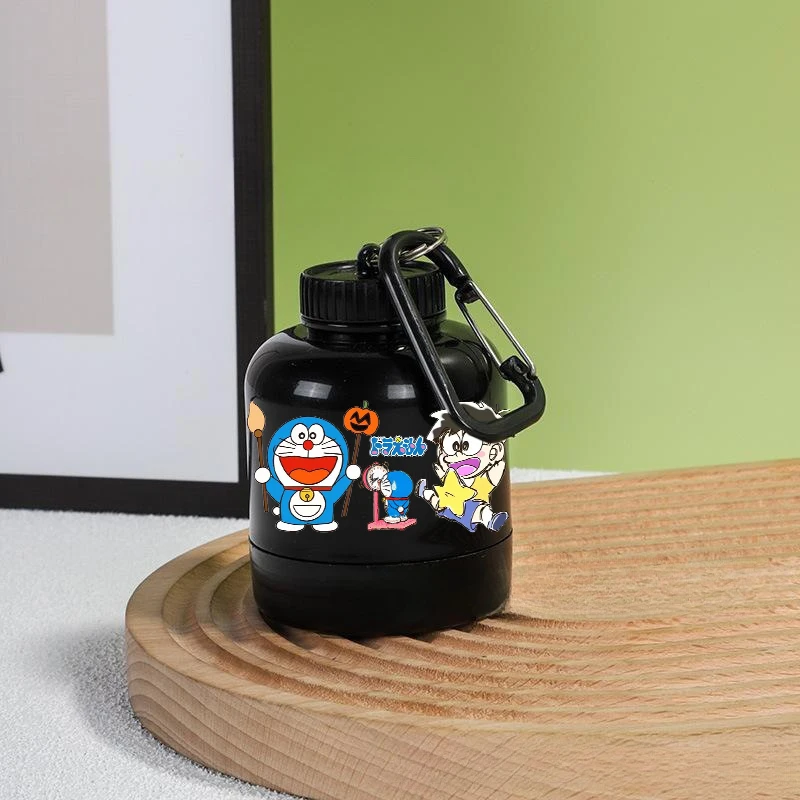 200 ミリリットルドラえもん薬粉末ボトルポータブルプロテインパウダーボックスアウトドアスポーツ収納キーホルダー付き健康漏斗薬箱