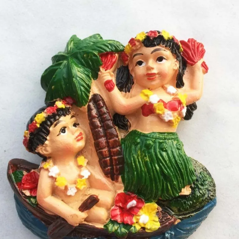 United States Hawaii travel commemorative decorative crafts 3D hula girl magnet refrigerator sticker creative gift