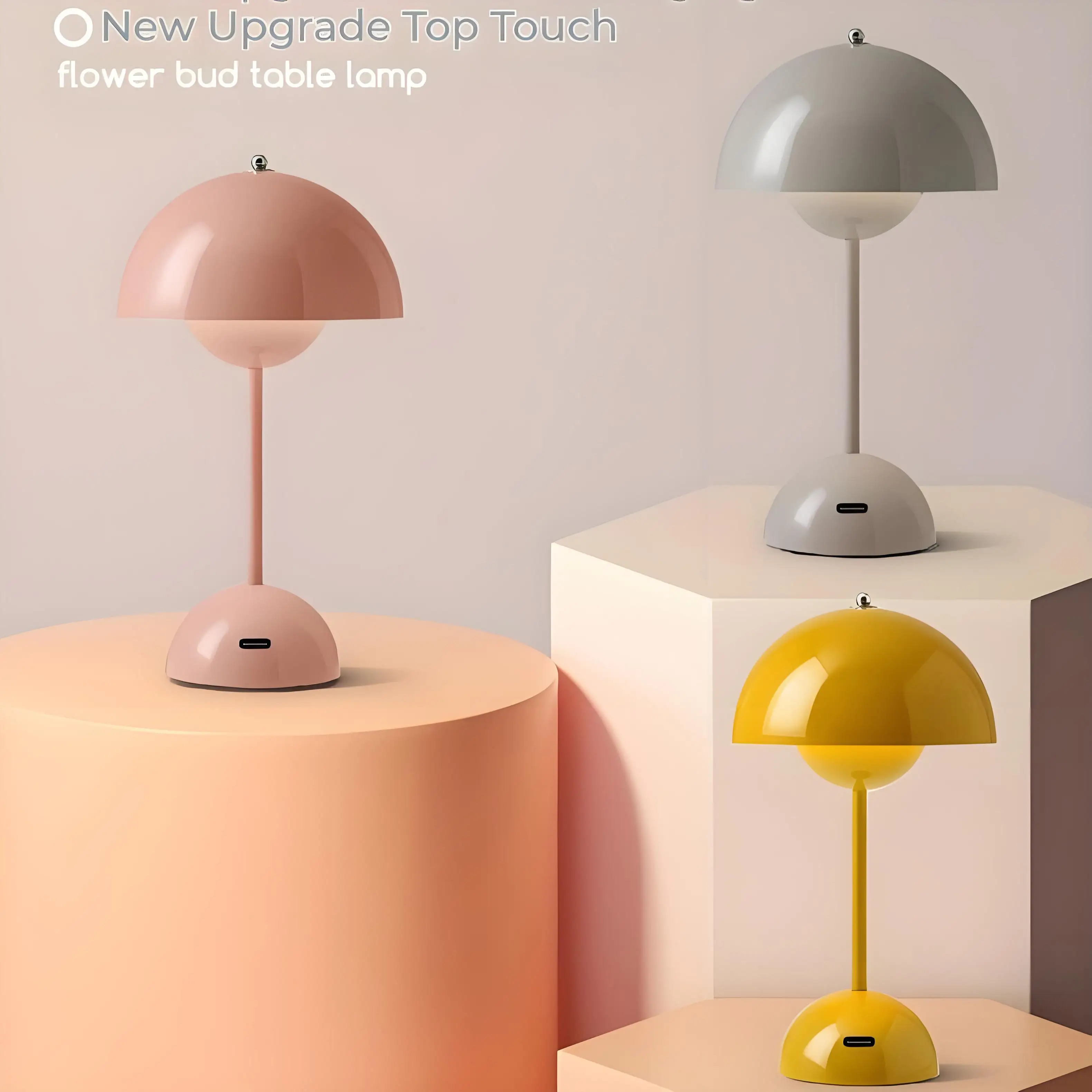 

USB Rechargeable Mushroom Table Lamp Three Speed Adjustment Indoor Lighting Fixture Flower Bud Desk Lamps Hoom Decor Night Light